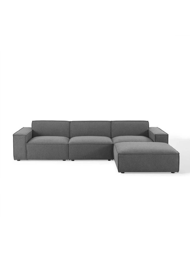 Al Zakharef Furniture Zaraar Modern Velvet Fabric Sectional Sofa with Chaise (Left Side) – Soft Velvet Upholstery, Deep Cushioned Seating, Contemporary Luxury Living Room Sofa – Dark Grey - Image 2